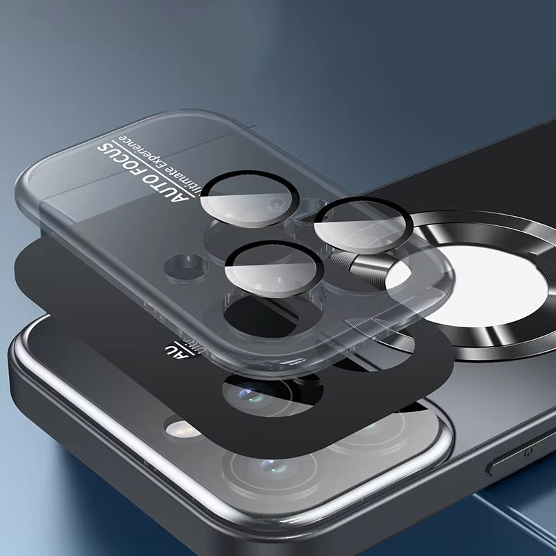 Premium iPhone Case — MagSafe Compatible Shockproof Cover with Glass Camera Lens Protection, Slim Magnetic Anti-Fingerprint Design
