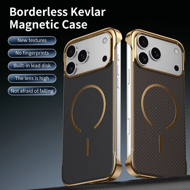 Premium iPhone Case — MagSafe Shockproof Frameless Carbon Fiber Textured Bumper Cover with Slim Durable Wireless-Charging Compatible Protection