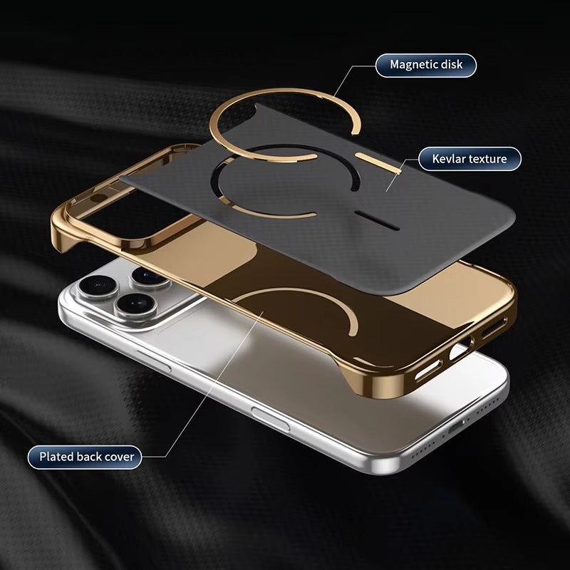 Premium iPhone Case — MagSafe Shockproof Frameless Carbon Fiber Textured Bumper Cover with Slim Durable Wireless-Charging Compatible Protection