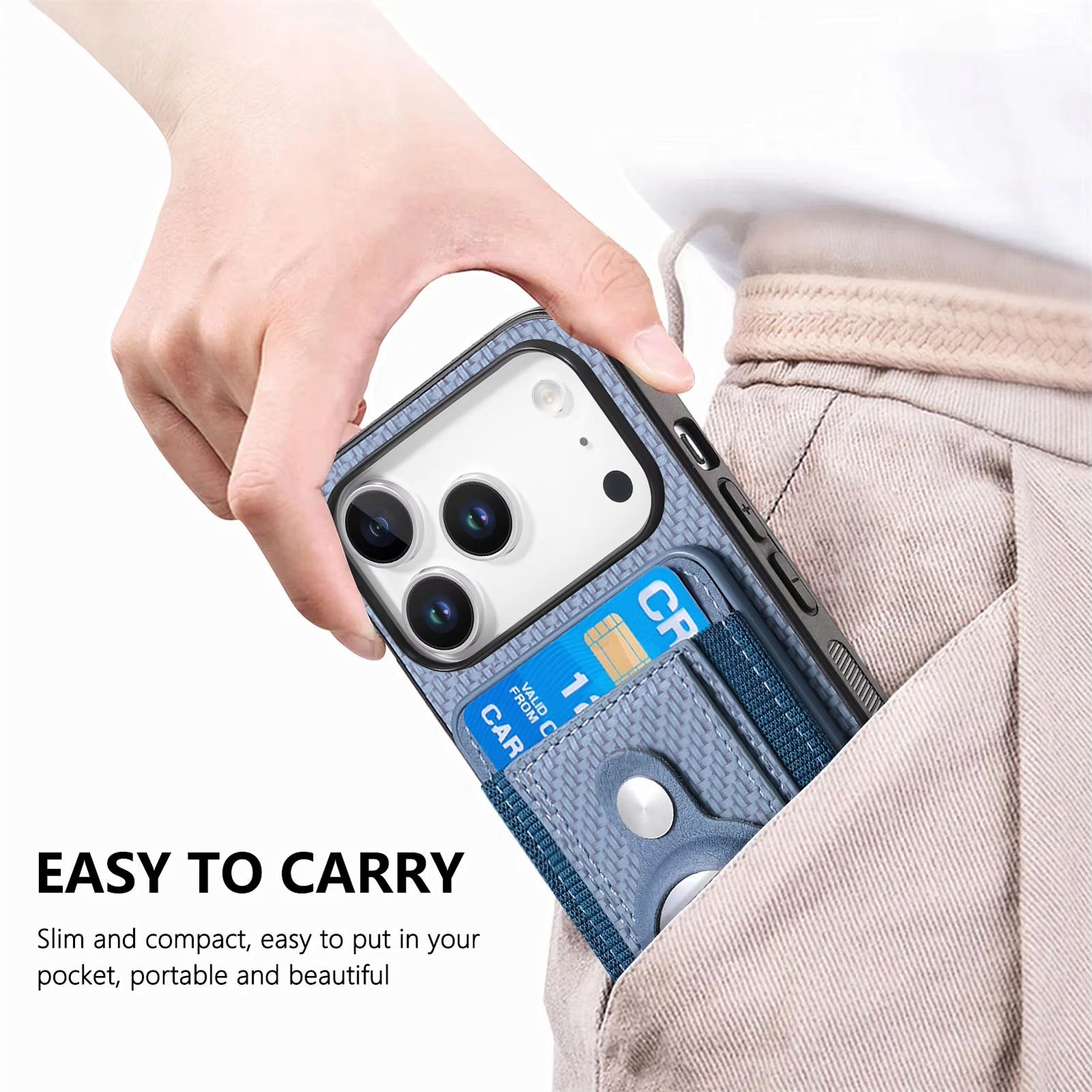 Premium iPhone Case — MagSafe Magnetic Wallet Cover with AirTag Card Holder, Shock-Resistant Anti-Scratch Non-Slip PC+TPU Design