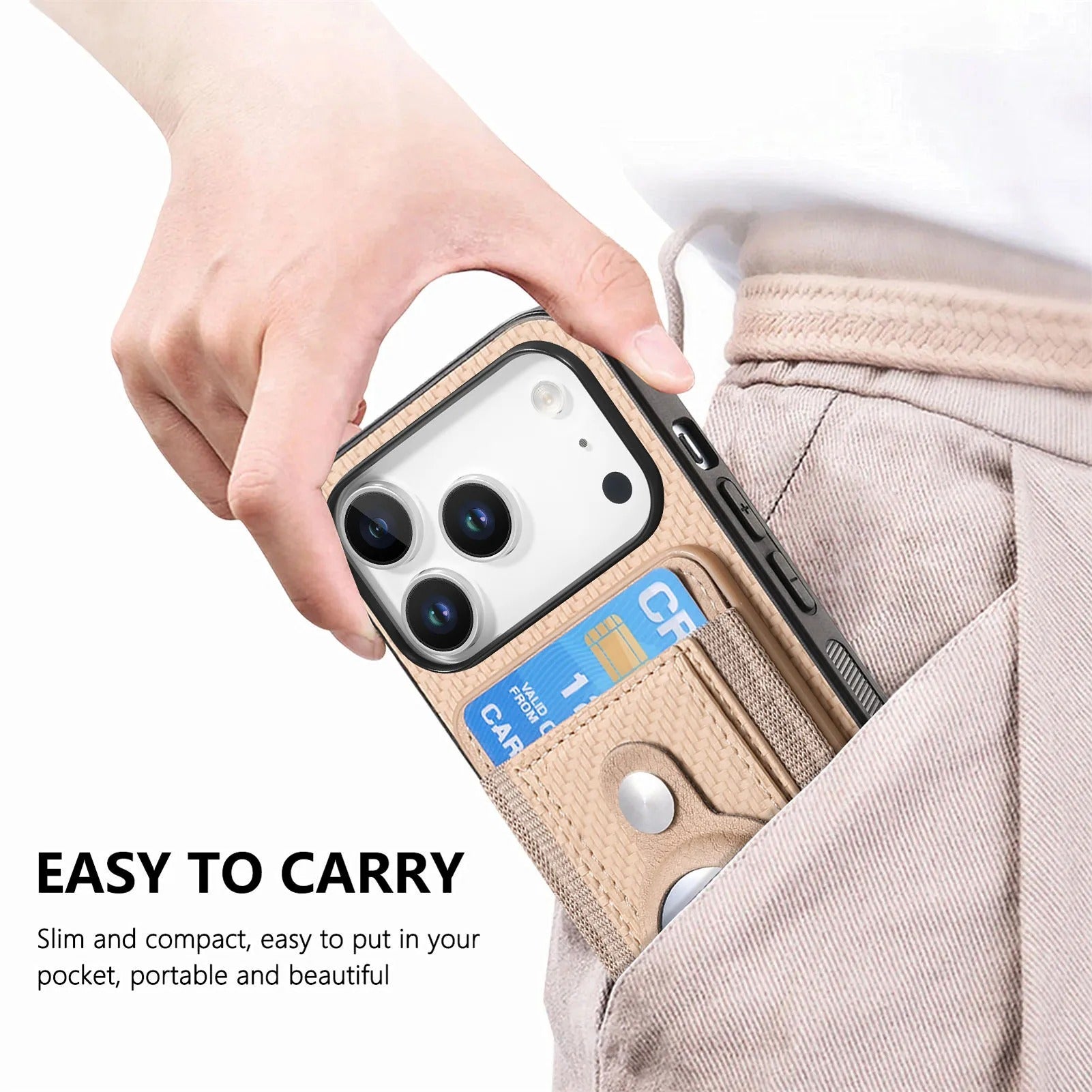 Premium iPhone Case — MagSafe Magnetic Wallet Cover with AirTag Card Holder, Shock-Resistant Anti-Scratch Non-Slip PC+TPU Design