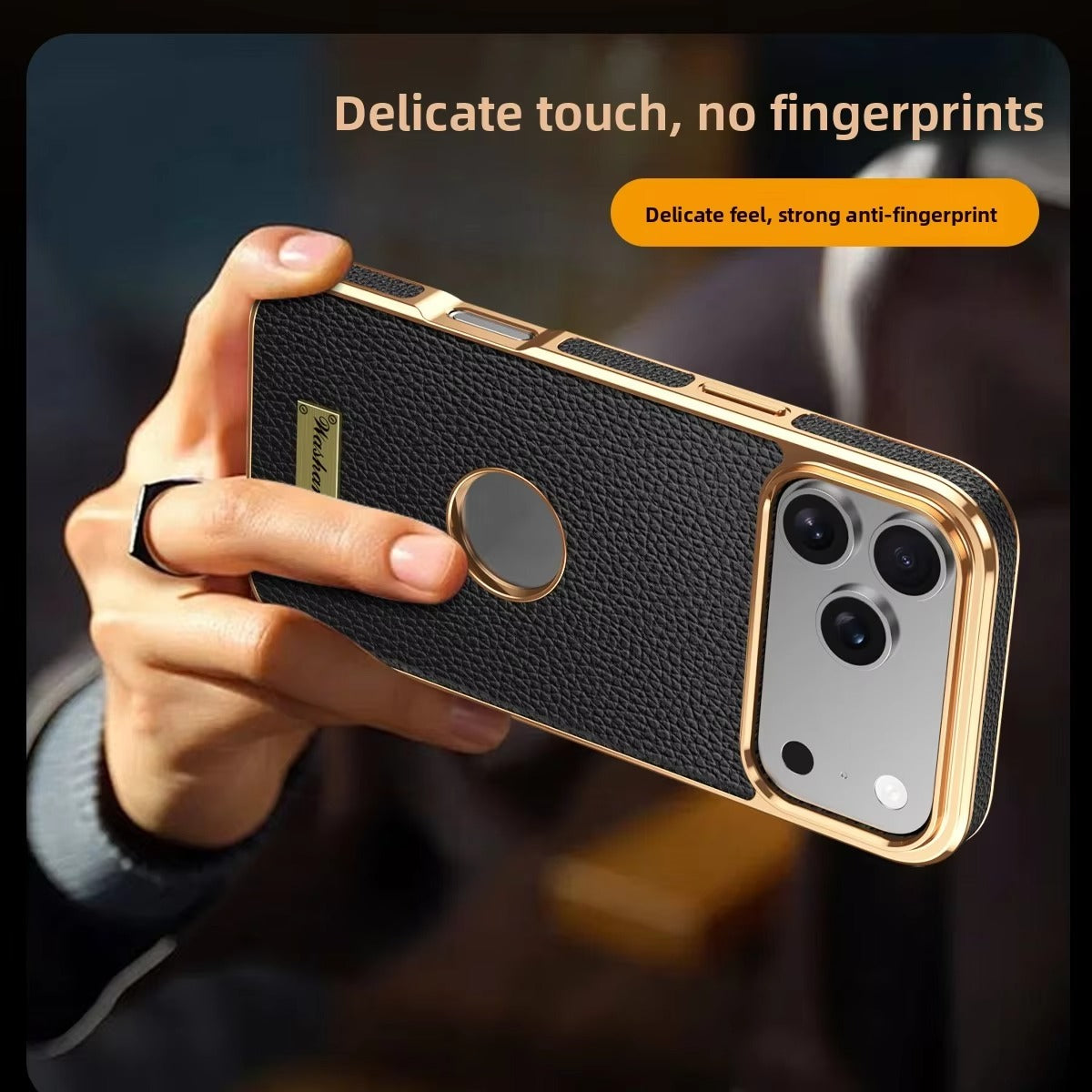 Premium iPhone Case — Magnetic Leather Cowhide Lychee Texture Slim Protective Cover with Anti-Fingerprint Grip