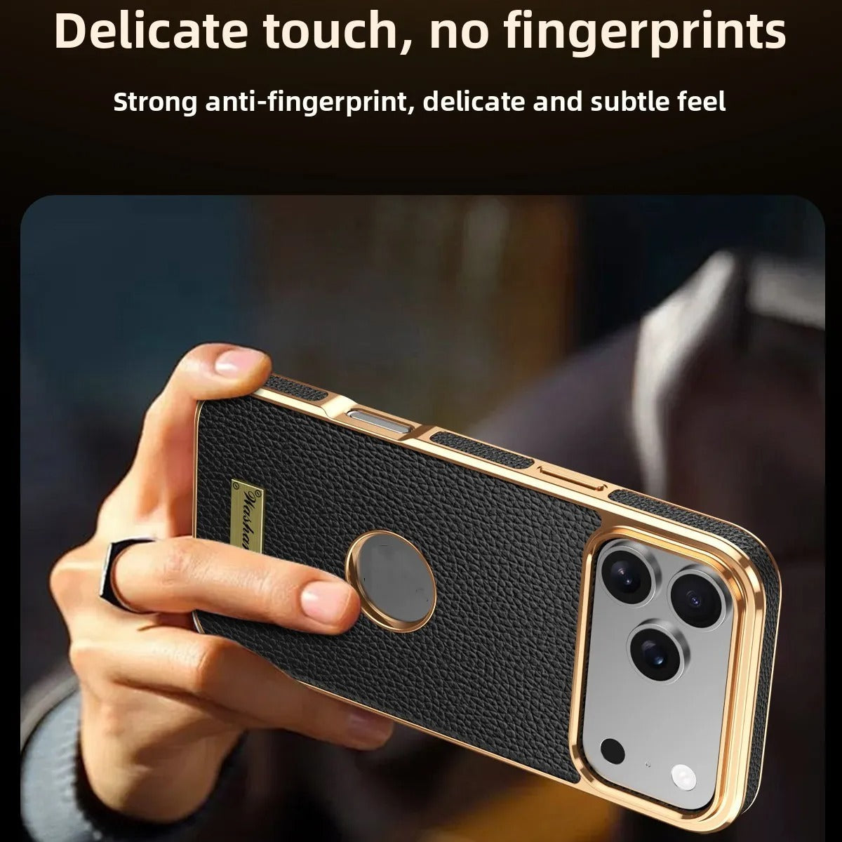 Premium iPhone Case — Magnetic Leather Cowhide Lychee Texture Slim Protective Cover with Anti-Fingerprint Grip