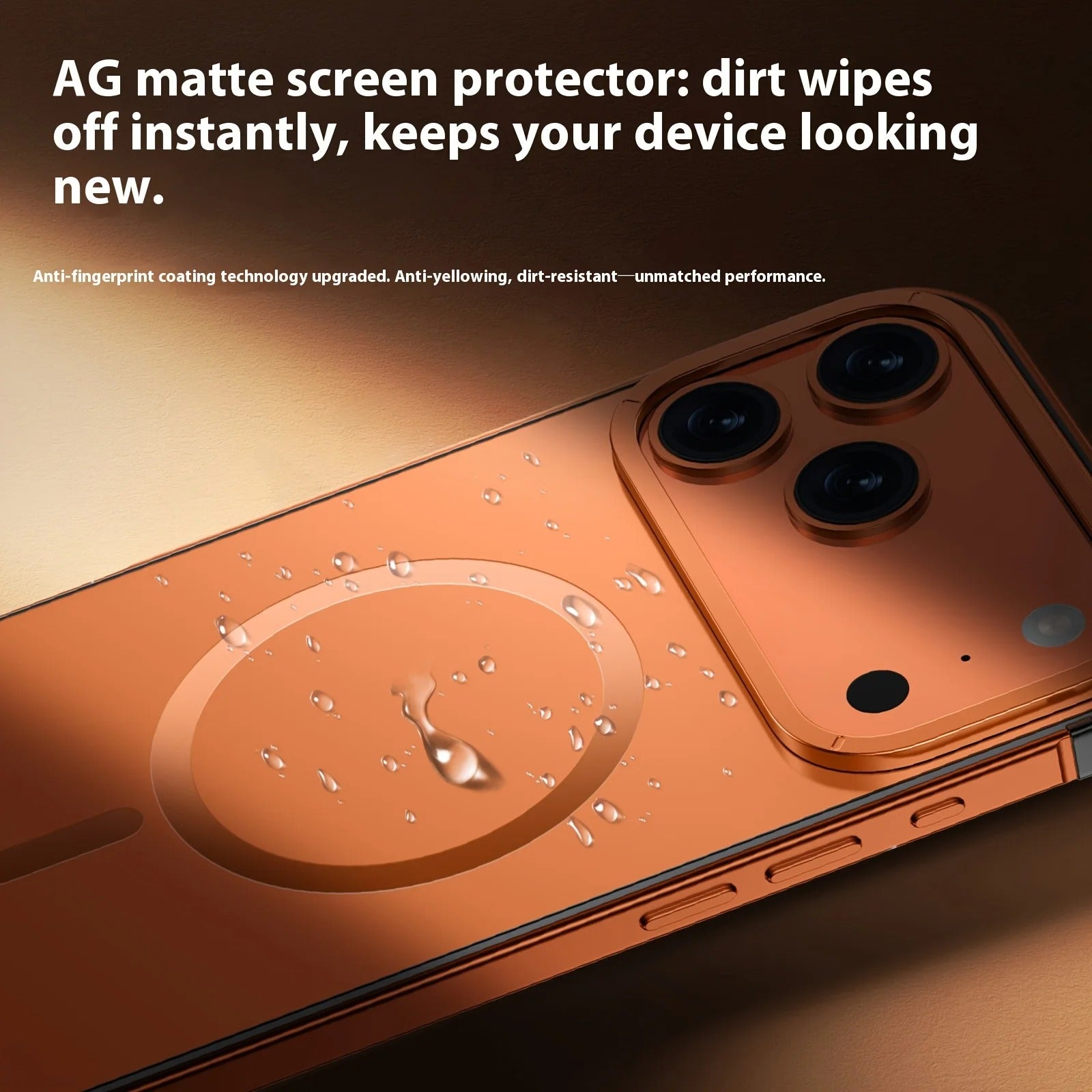 Premium iPhone Case — Orange Aluminum Alloy MagSafe Compatible Hard Shockproof Matte Cover with Magnetic Glass Protection, Anti-Scratch, Lightweight Design