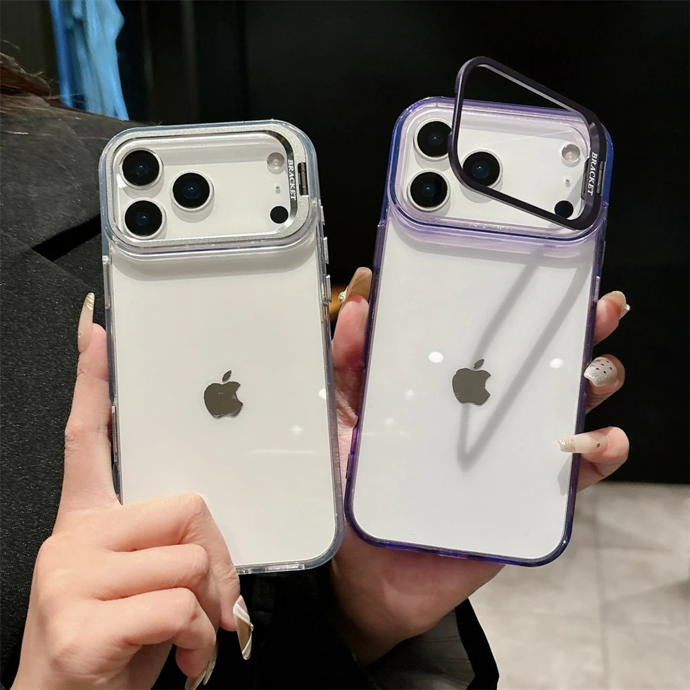 Premium iPhone Case — MagSafe Shockproof Crystal Clear Hard PC Bumper with Camera Lens Stand Armor Protection