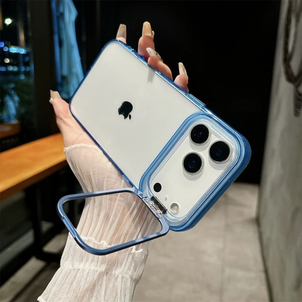 Premium iPhone Case — MagSafe Shockproof Crystal Clear Hard PC Bumper with Camera Lens Stand Armor Protection