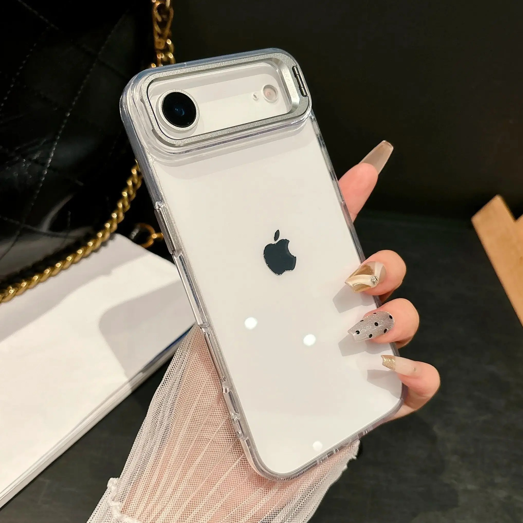 Premium iPhone Case — MagSafe Shockproof Crystal Clear Hard PC Bumper with Camera Lens Stand Armor Protection
