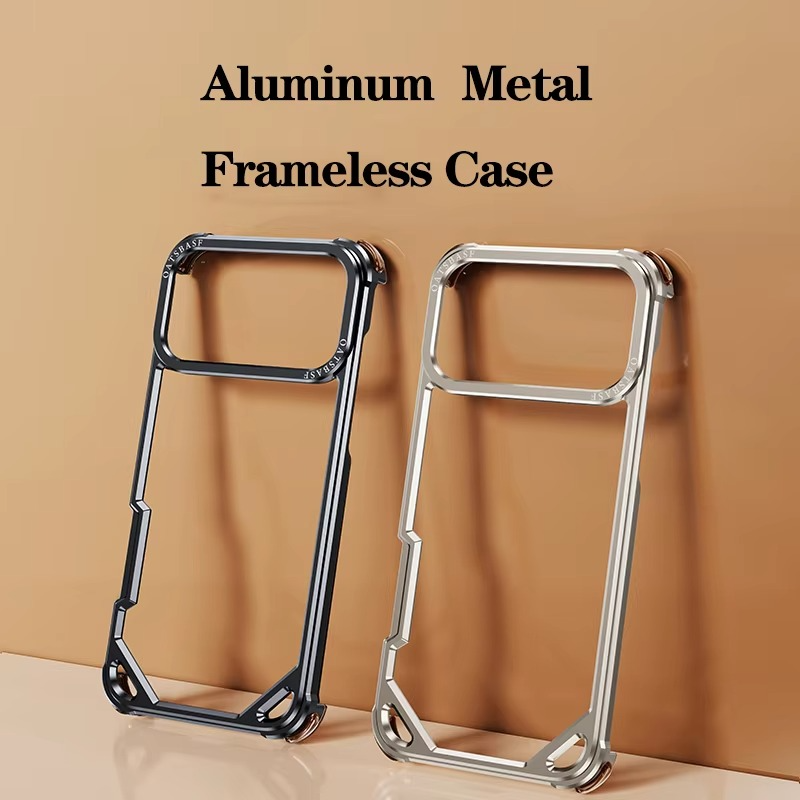 Premium iPhone Case — Slim Aluminum Alloy Frameless Shockproof Protective Cover with Minimalist Wireless-Charging Compatible Design