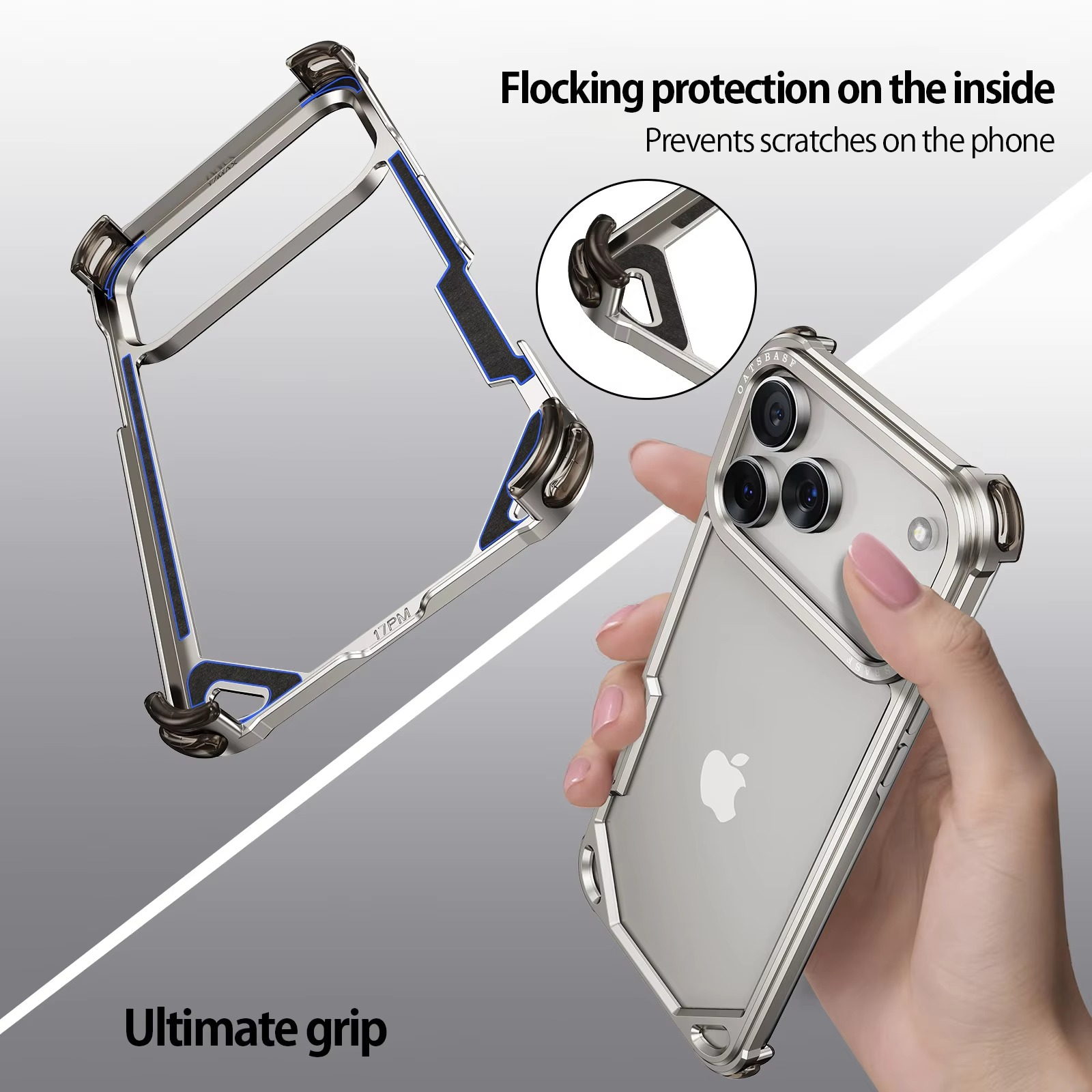 Premium iPhone Case — Slim Aluminum Alloy Frameless Shockproof Protective Cover with Minimalist Wireless-Charging Compatible Design