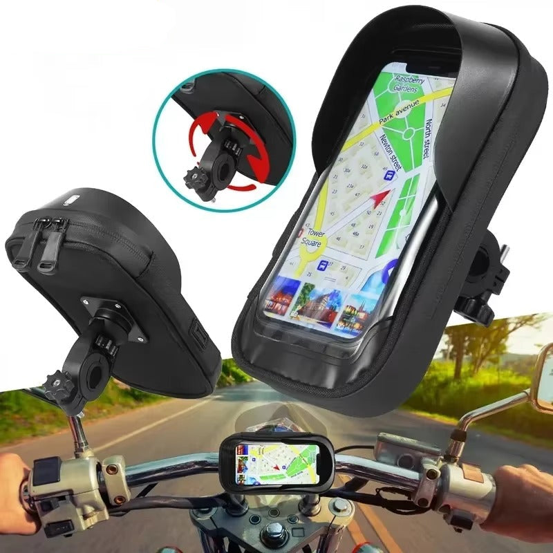 Premium Universal Motorcycle & Bicycle Phone Holder, Waterproof Lazy Bracket with 360° Rotating Mount for GPS Navigation