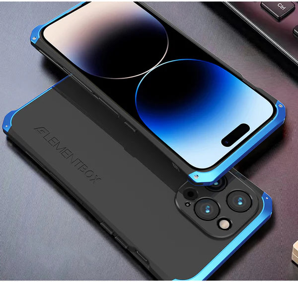 Premium iPhone Case — Aluminum Metal Anti-Collision Frame with Silicone Back, Shockproof Slim Design and Water-Resistant Anti-Fingerprint Protection