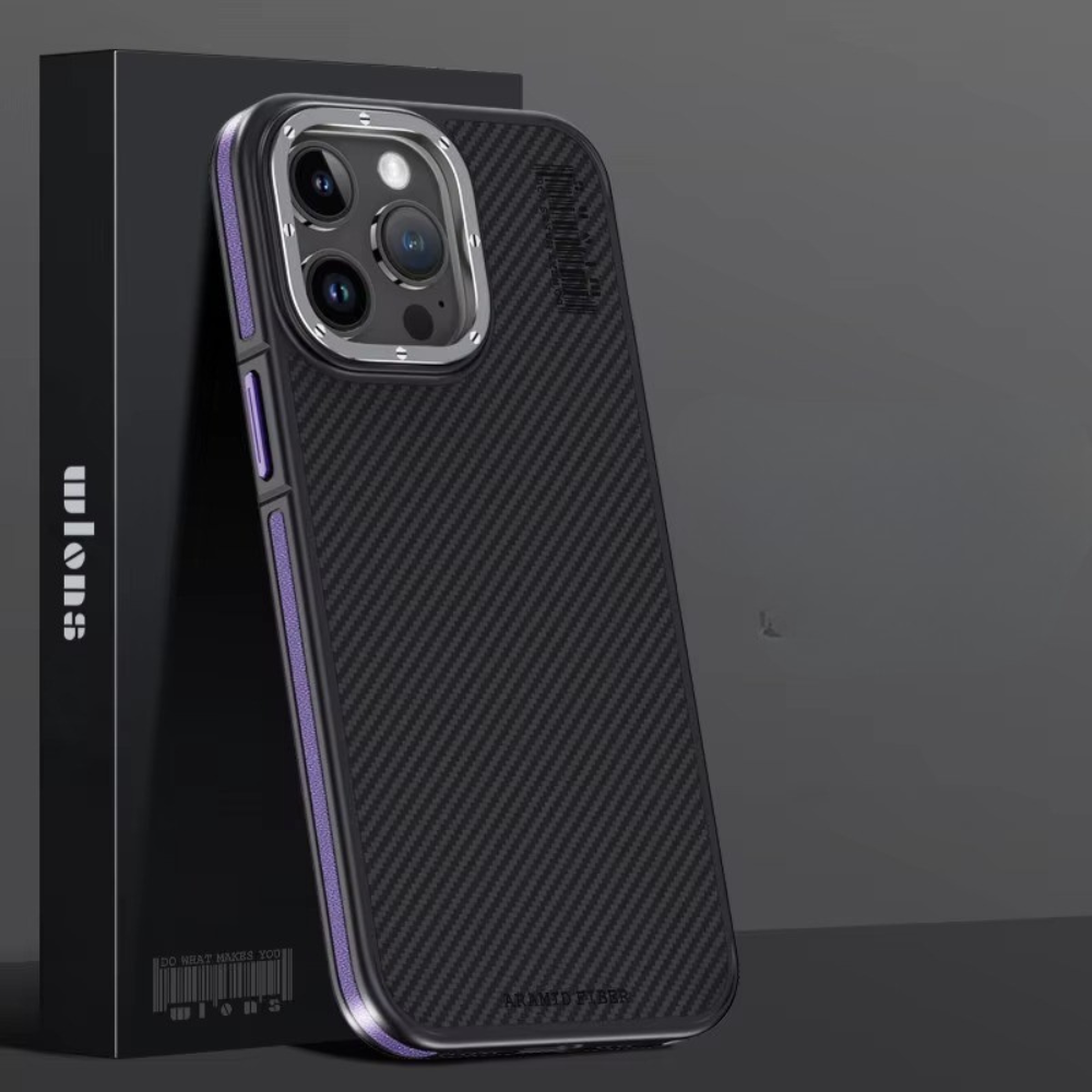Premium iPhone Case Kevlar Carbon Fiber Cover — Magnetic Wireless Charging Compatible, Shockproof Heavy Duty Protection, Matte Anti-Fingerprint Design