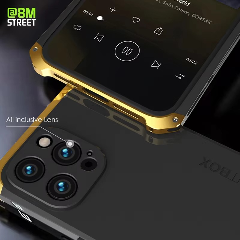 Premium iPhone Case — Aluminum Metal Anti-Collision Frame with Silicone Back, Shockproof Slim Design and Water-Resistant Anti-Fingerprint Protection