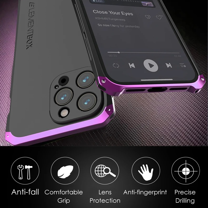 Premium iPhone Case — Aluminum Metal Anti-Collision Frame with Silicone Back, Shockproof Slim Design and Water-Resistant Anti-Fingerprint Protection
