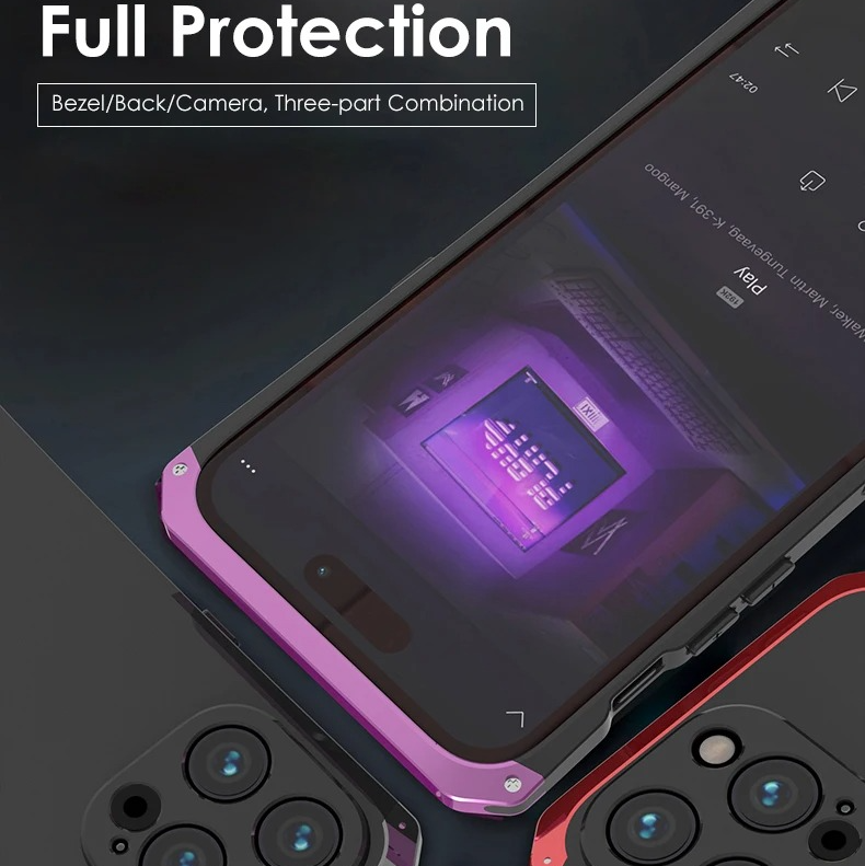 Premium iPhone Case — Aluminum Metal Anti-Collision Frame with Silicone Back, Shockproof Slim Design and Water-Resistant Anti-Fingerprint Protection