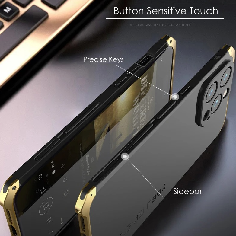 Premium iPhone Case — Aluminum Metal Anti-Collision Frame with Silicone Back, Shockproof Slim Design and Water-Resistant Anti-Fingerprint Protection
