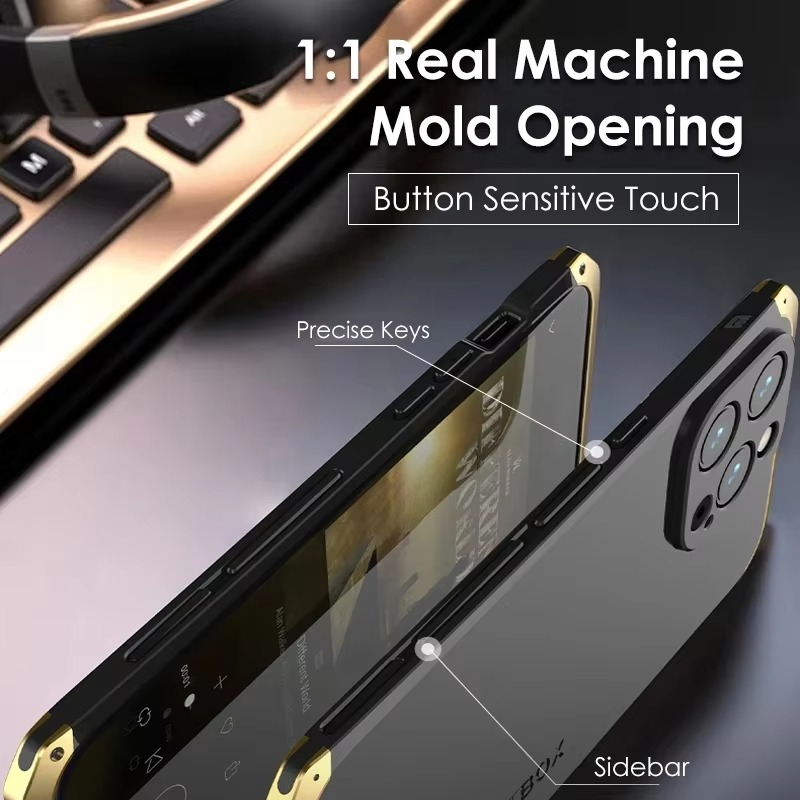 Premium iPhone Case — Aluminum Metal Anti-Collision Frame with Silicone Back, Shockproof Slim Design and Water-Resistant Anti-Fingerprint Protection