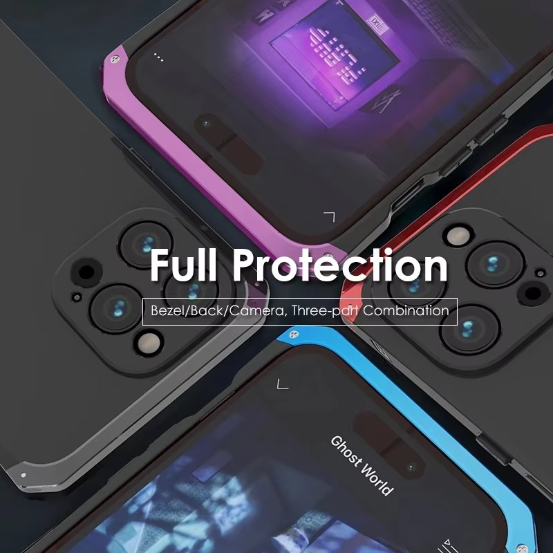 Premium iPhone Case — Aluminum Metal Anti-Collision Frame with Silicone Back, Shockproof Slim Design and Water-Resistant Anti-Fingerprint Protection