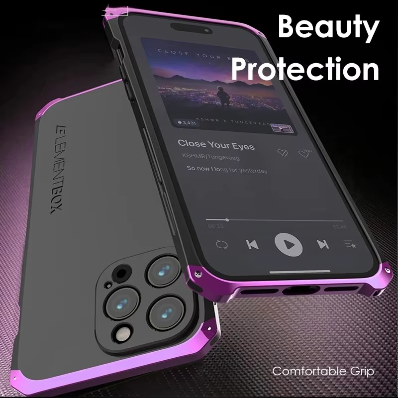 Premium iPhone Case — Aluminum Metal Anti-Collision Frame with Silicone Back, Shockproof Slim Design and Water-Resistant Anti-Fingerprint Protection
