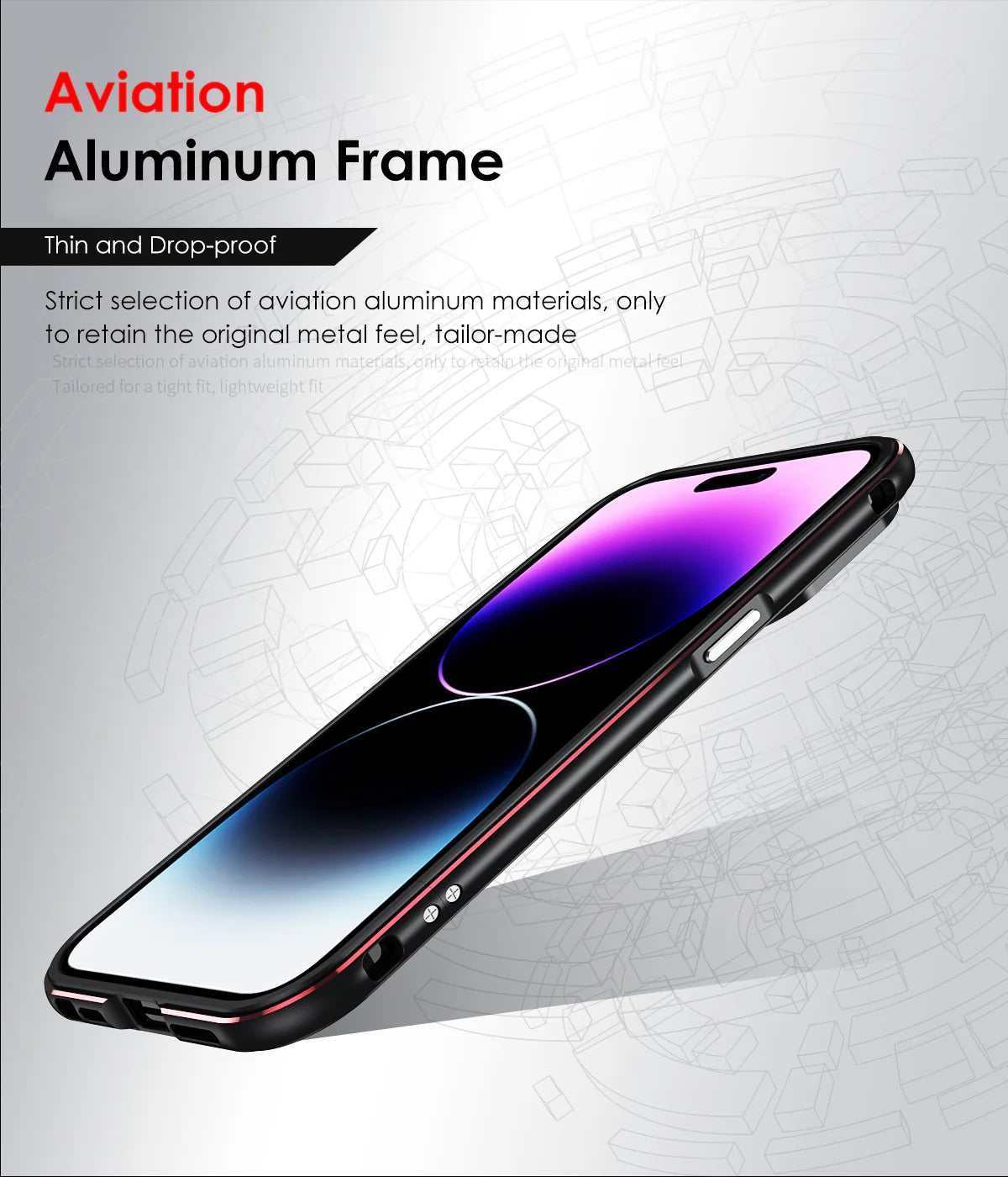 Premium iPhone Case — Slim Aluminum Metal Bumper Frame with Camera Protector, Shockproof Heavy-Duty Anti-Scratch Protective Design