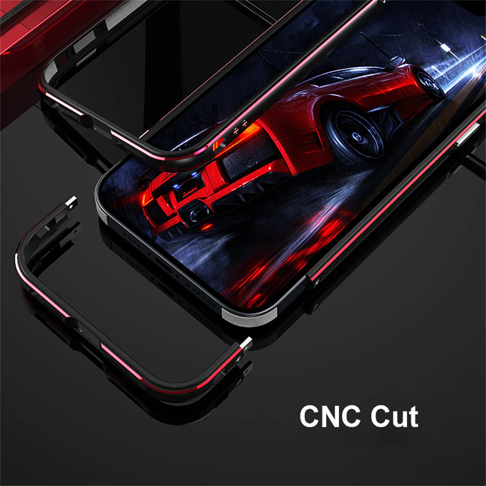 Premium iPhone Case — Slim Aluminum Metal Bumper Frame with Camera Protector, Shockproof Heavy-Duty Anti-Scratch Protective Design
