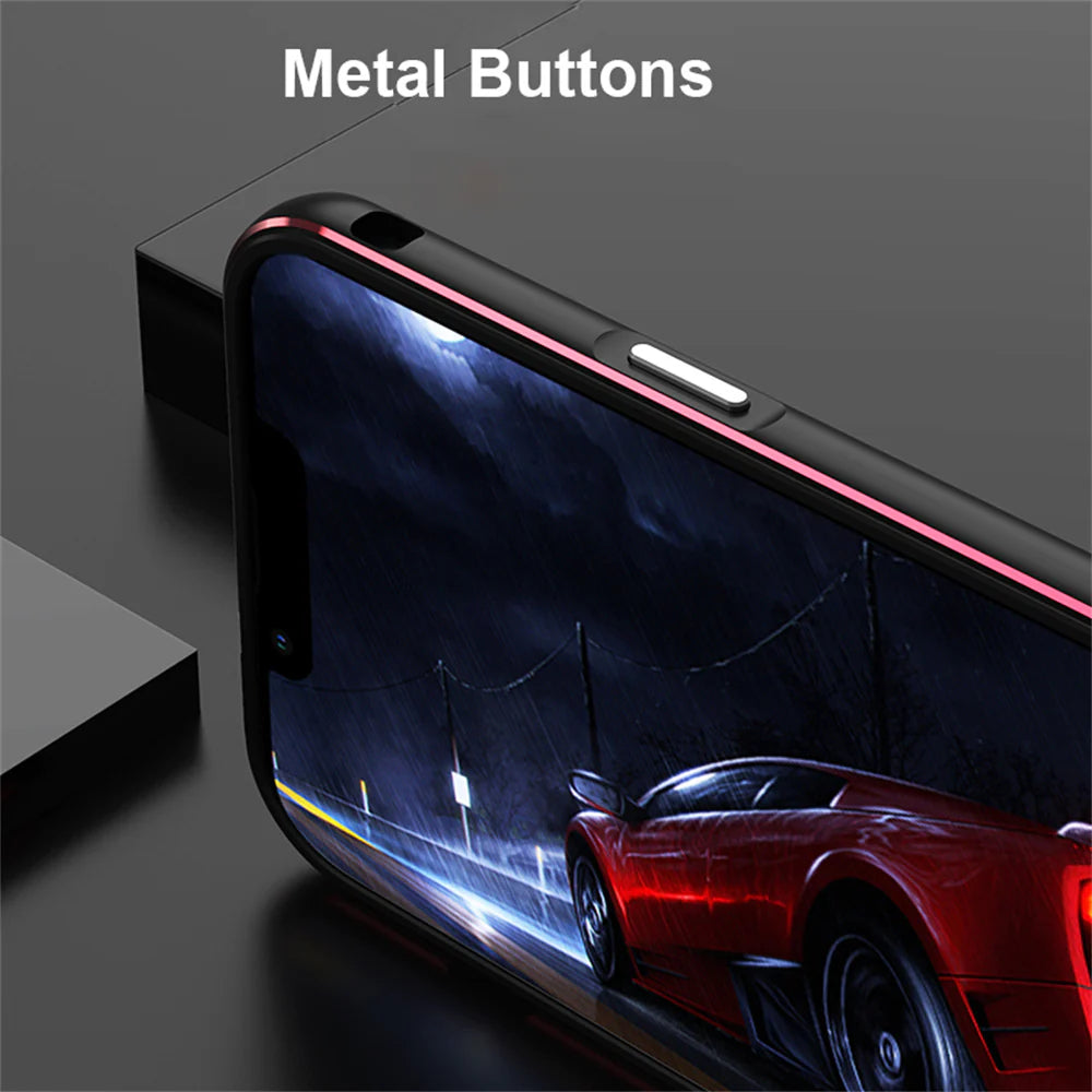 Premium iPhone Case — Slim Aluminum Metal Bumper Frame with Camera Protector, Shockproof Heavy-Duty Anti-Scratch Protective Design