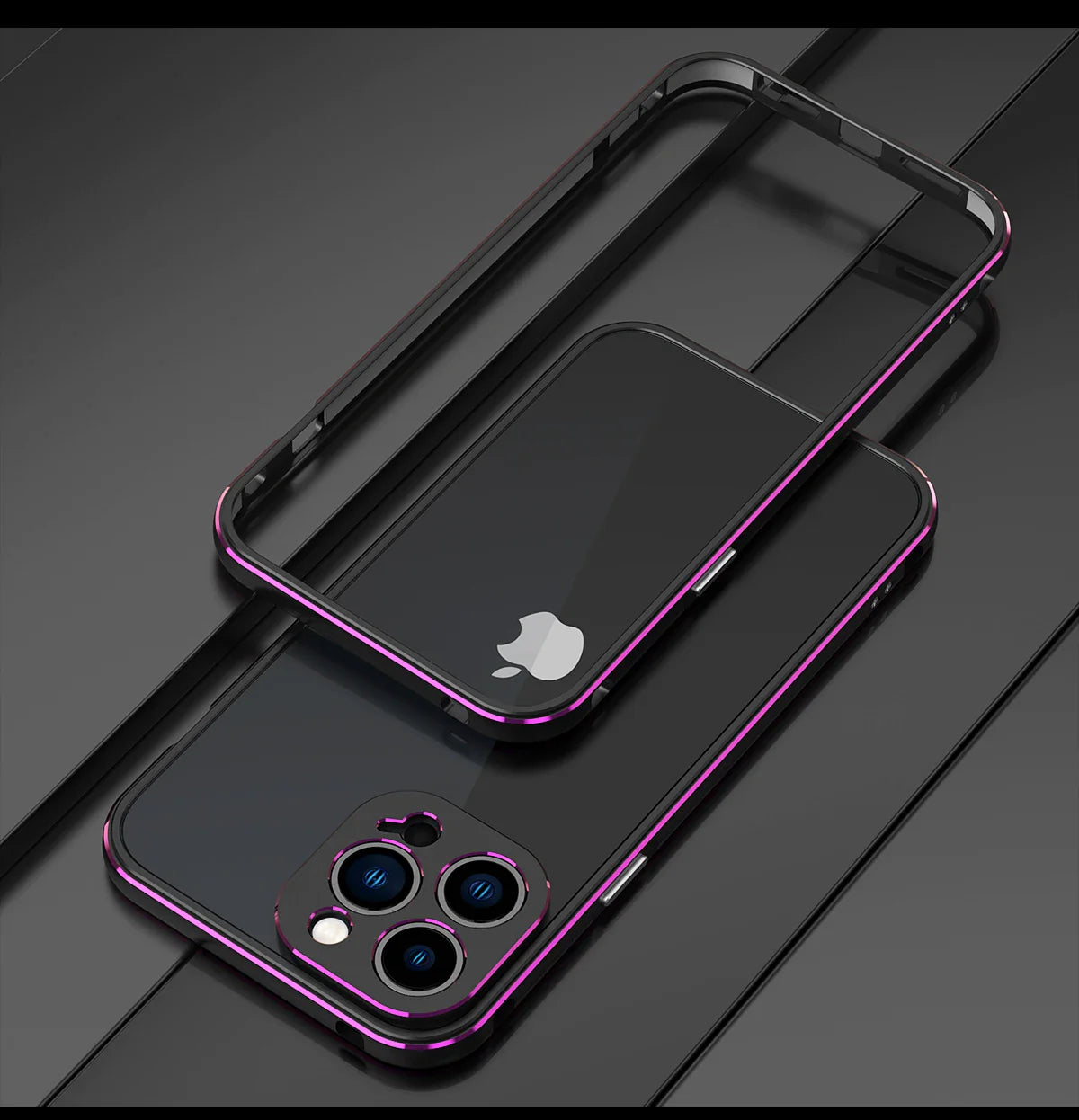 Premium iPhone Case — Slim Aluminum Metal Bumper Frame with Camera Protector, Shockproof Heavy-Duty Anti-Scratch Protective Design