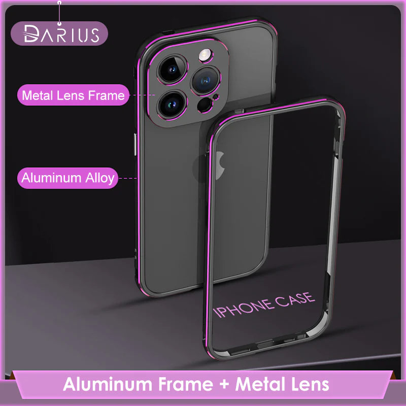 Premium iPhone Case — Slim Aluminum Metal Bumper Frame with Camera Protector, Shockproof Heavy-Duty Anti-Scratch Protective Design