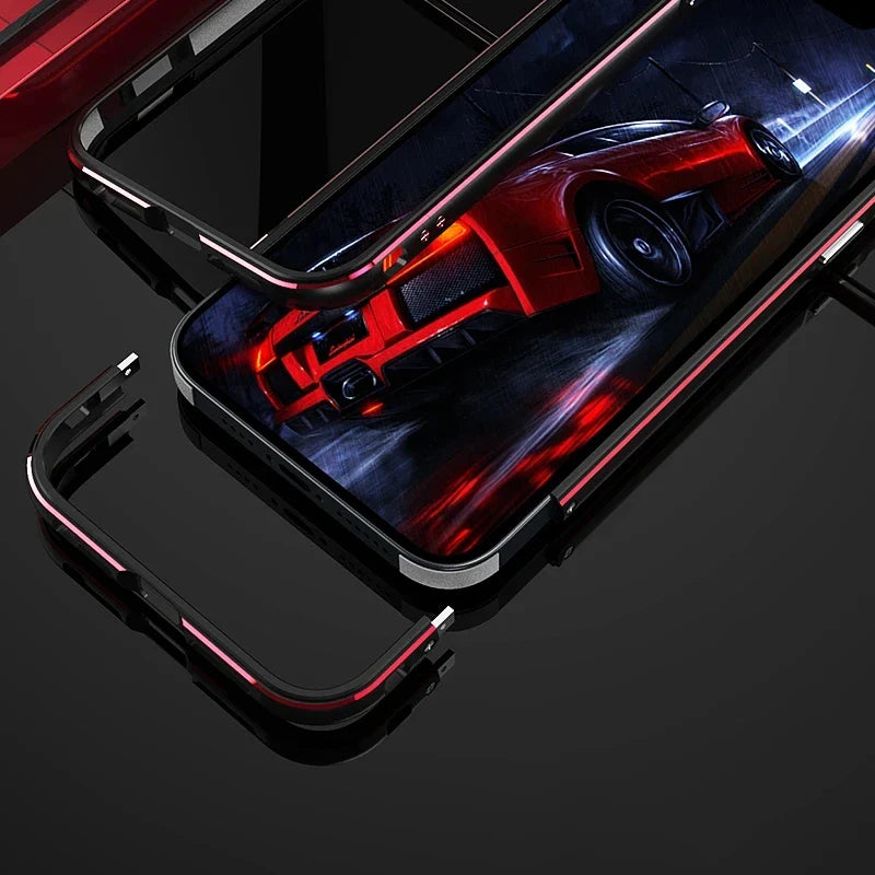 Premium iPhone Case — Slim Aluminum Metal Bumper Frame with Camera Protector, Shockproof Heavy-Duty Anti-Scratch Protective Design