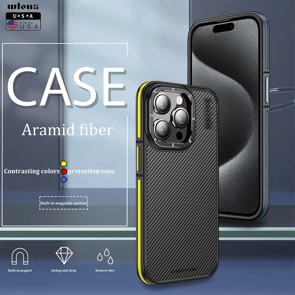 Premium iPhone Case 600D Kevlar Aramid Fiber — MagSafe Magnetic Wireless Charging Compatible Cover, Ultra-Slim Shockproof Anti-Fingerprint Scratch-Resistant Design