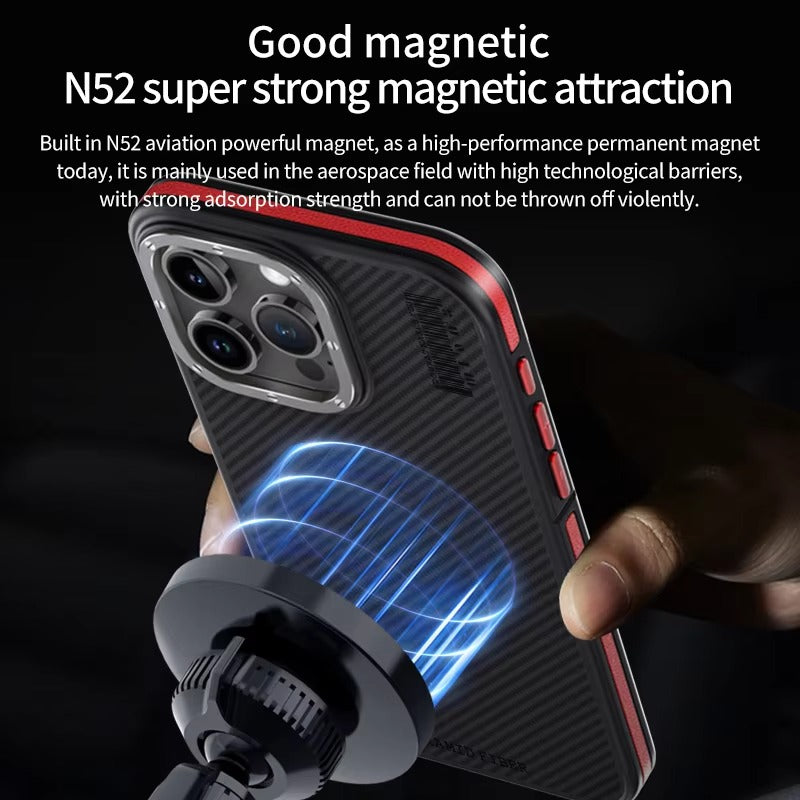 Premium iPhone Case 600D Kevlar Aramid Fiber — MagSafe Magnetic Wireless Charging Compatible Cover, Ultra-Slim Shockproof Anti-Fingerprint Scratch-Resistant Design