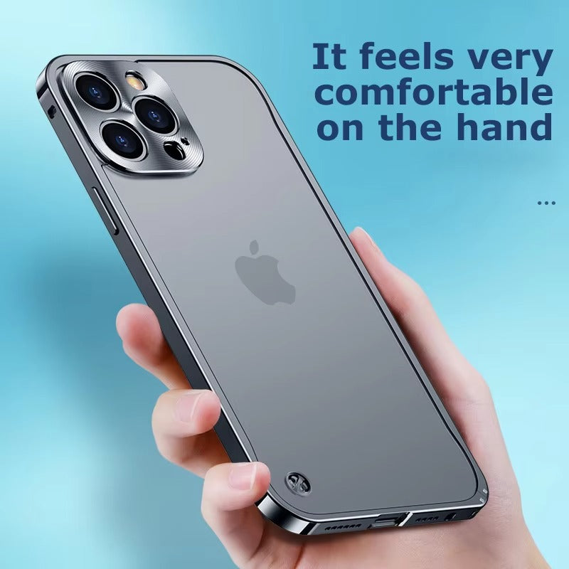 Premium iPhone Case Magnetic Aluminum Alloy Frame — Frosted PC Back Cover, Slim Shockproof Protective Shell, Lightweight Scratch-Resistant Metal Design