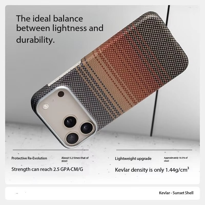 Premium iPhone Case — 100% Kevlar Aramid Carbon Fiber MagSafe Cover with Ultra-Thin Full-Coverage Protection, Matte Anti-Scratch Finish & Raised Screen/Lens Guards