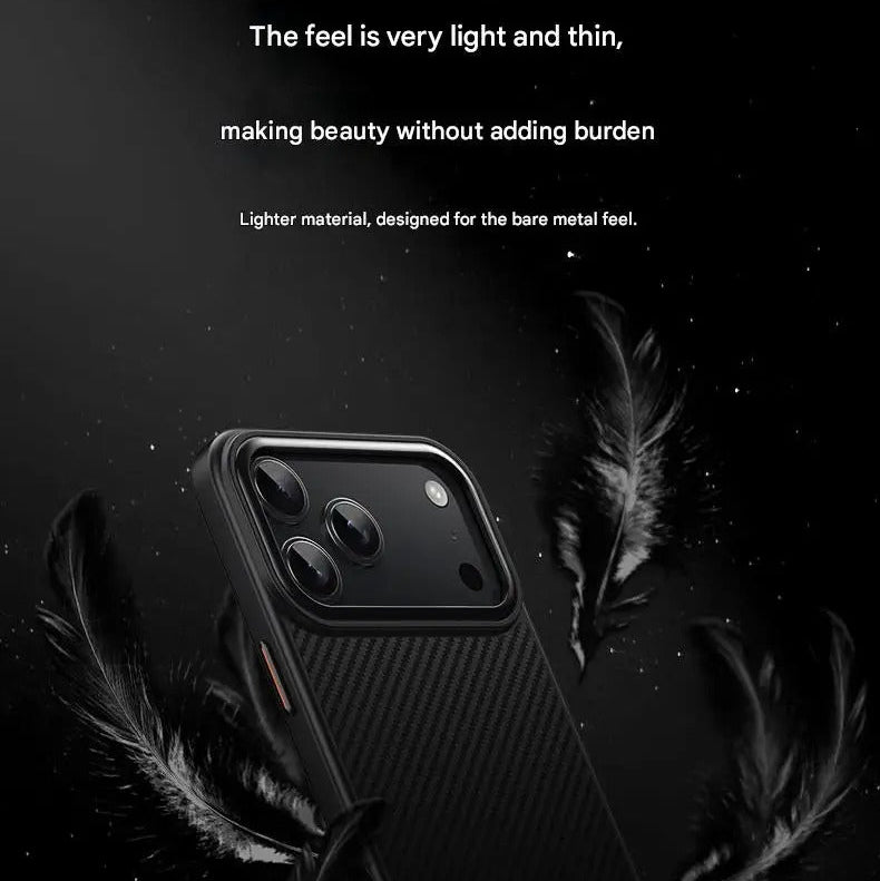 Premium iPhone Case — 600D Kevlar Magnetic Cover with Carbon Fiber TPU+PC Build, Anti-Fingerprint Shockproof Design & MagSafe Compatibility
