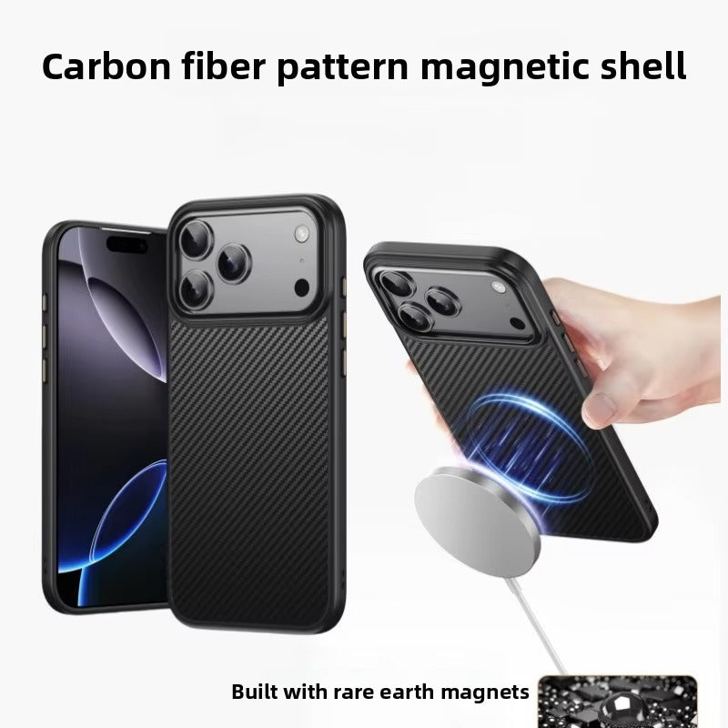Premium iPhone Case — 600D Kevlar Magnetic Cover with Carbon Fiber TPU+PC Build, Anti-Fingerprint Shockproof Design & MagSafe Compatibility