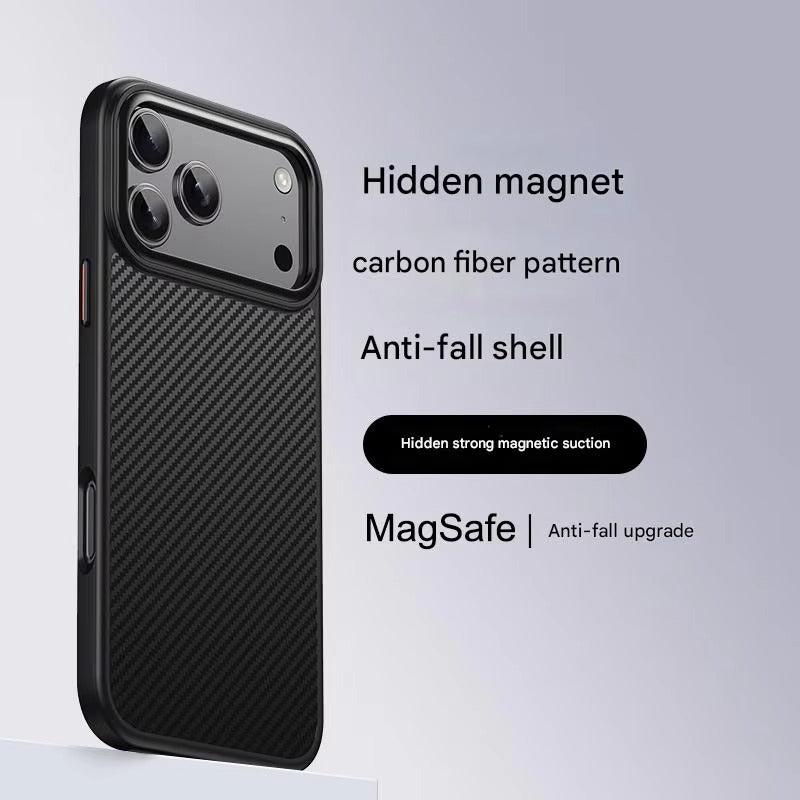Premium iPhone Case — 600D Kevlar Magnetic Cover with Carbon Fiber TPU+PC Build, Anti-Fingerprint Shockproof Design & MagSafe Compatibility