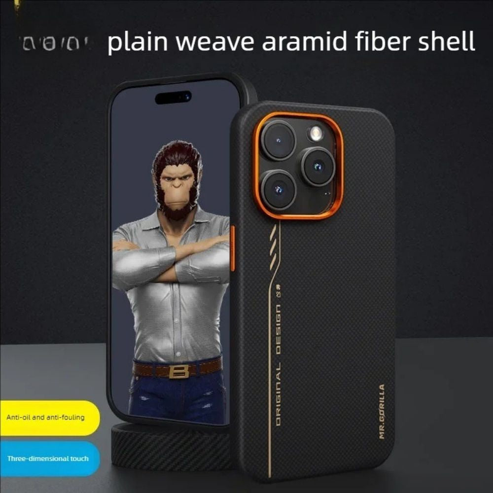 Premium iPhone Case — 600D Kevlar Series Blueo Aramid Fiber Cover with Magnetic Half-Wrapped Design, Shockproof Anti-Fingerprint Anti-Scratch Protection for iPhone 16 Pro and Pro Max
