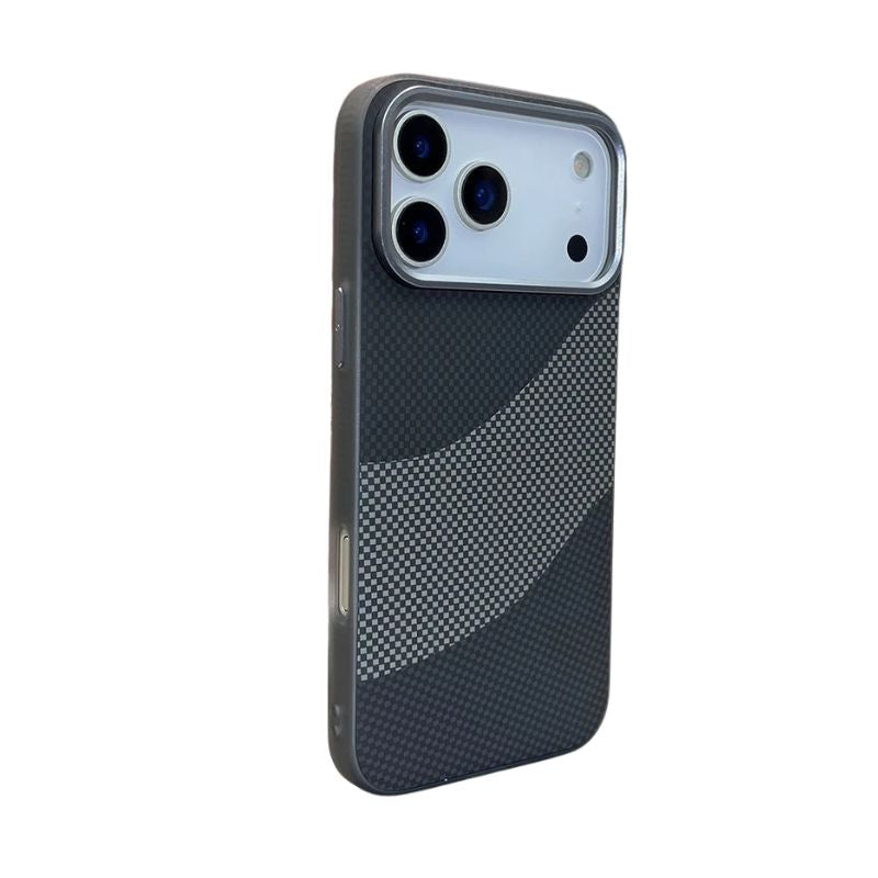 Premium iPhone Case — Carbon Fiber Texture MagSafe Armor Cover with Alloy Lens Protection, Shockproof Non-Slip Full-Coverage PC Design