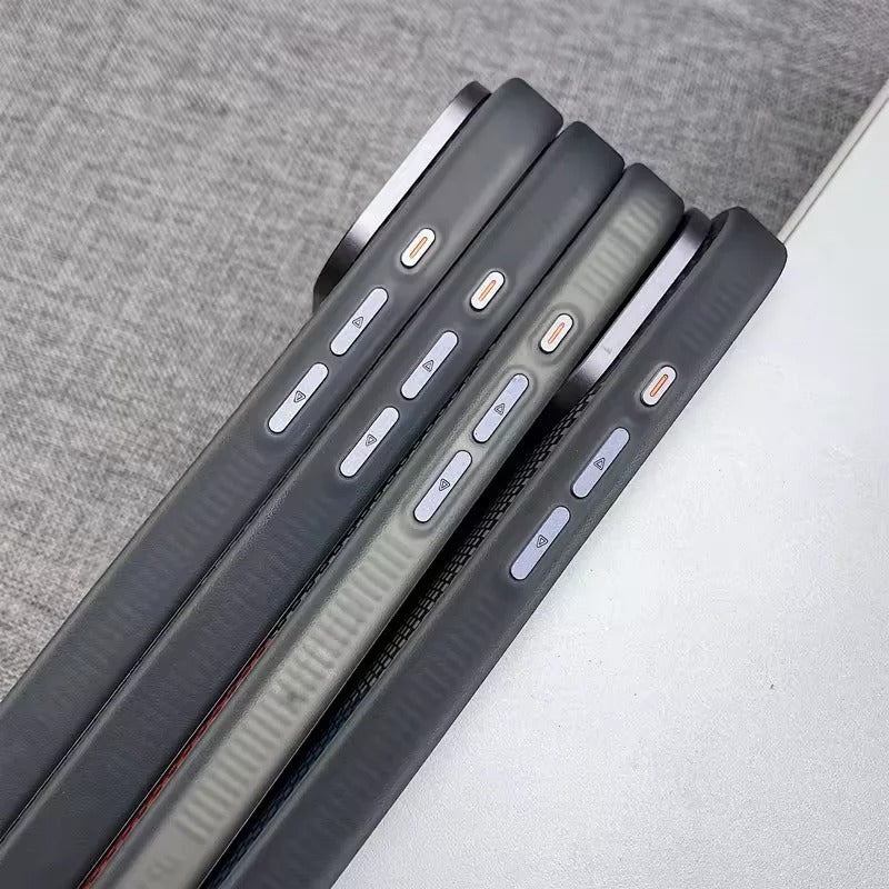 Premium iPhone Case — Carbon Fiber Texture MagSafe Armor Cover with Alloy Lens Protection, Shockproof Non-Slip Full-Coverage PC Design
