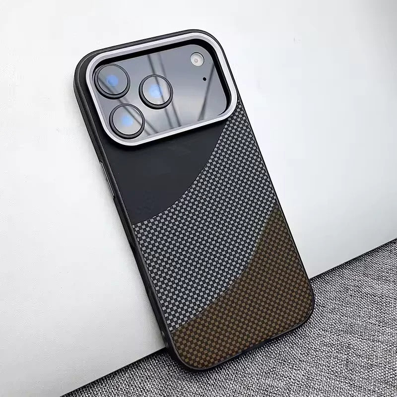 Premium iPhone Case — Carbon Fiber Texture MagSafe Armor Cover with Alloy Lens Protection, Shockproof Non-Slip Full-Coverage PC Design