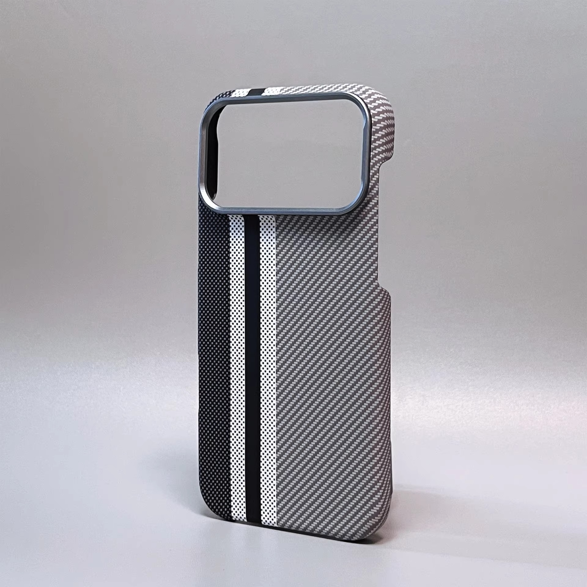 Premium iPhone Case — Carbon Fiber Texture Magnetic Cover with MagSafe Charging Support, Shock-Absorbing PC+TPU Hybrid Half-Wrapped Design
