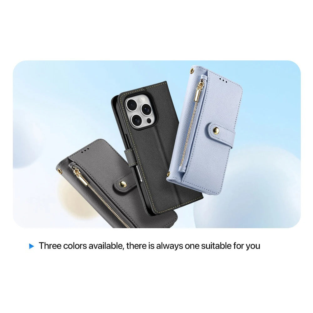 Premium iPhone Case — Cow Leather Detachable Magnetic Wallet Cover with Card Slots, Shockproof Drop Protection, Wireless-Charging Support & Lanyard Option