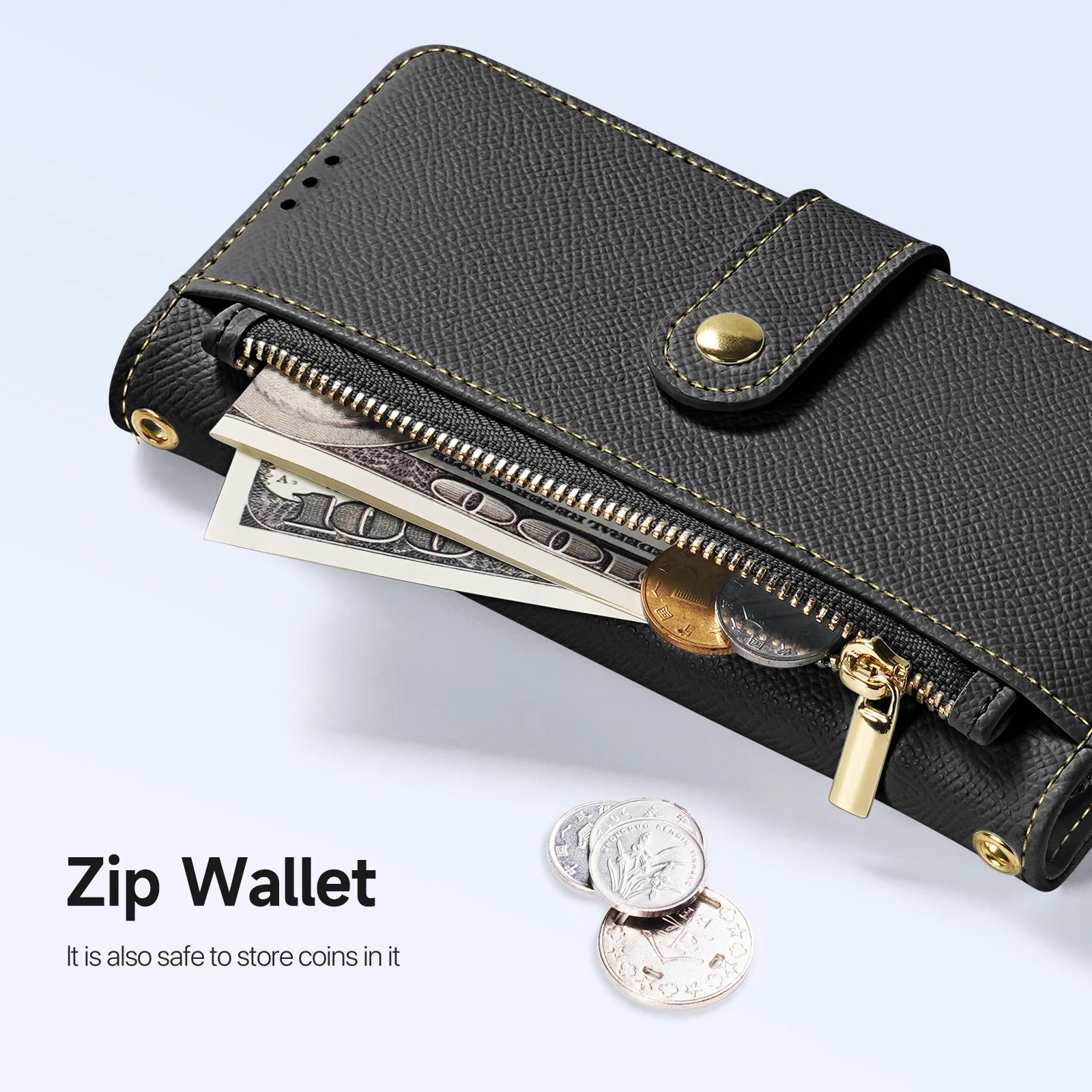Premium iPhone Case — Cow Leather Detachable Magnetic Wallet Cover with Card Slots, Shockproof Drop Protection, Wireless-Charging Support & Lanyard Option