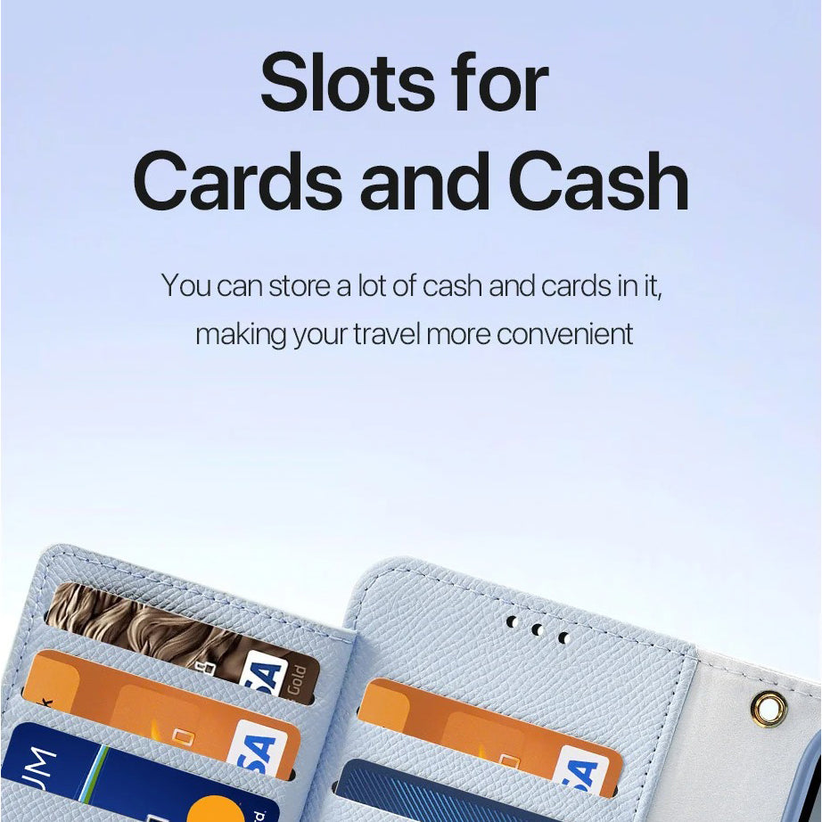 Premium iPhone Case — Cow Leather Detachable Magnetic Wallet Cover with Card Slots, Shockproof Drop Protection, Wireless-Charging Support & Lanyard Option