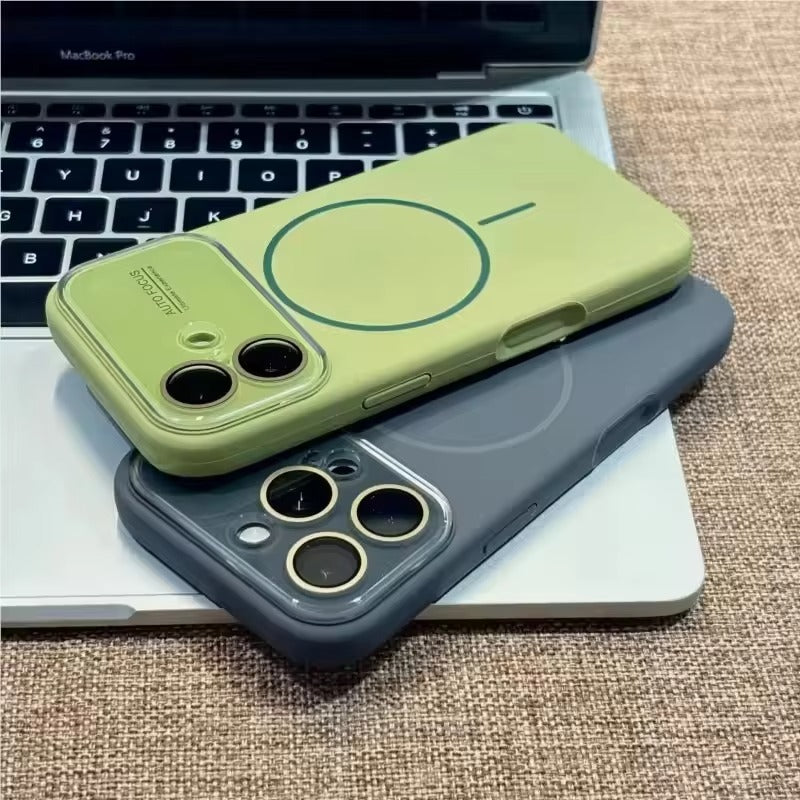 Premium iPhone Case — Liquid Silicone MagSafe Cover with Acrylic Lens Protection, Shockproof Soft-Touch Design & Half-Wrapped Finish