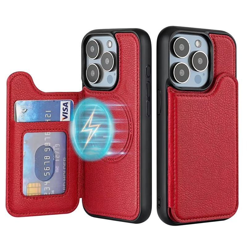 Premium iPhone Case — MagSafe Magnetic Flip Leather Wallet with Card Holder, Protective Shockproof Cover, Anti-Fingerprint, Full Access Design