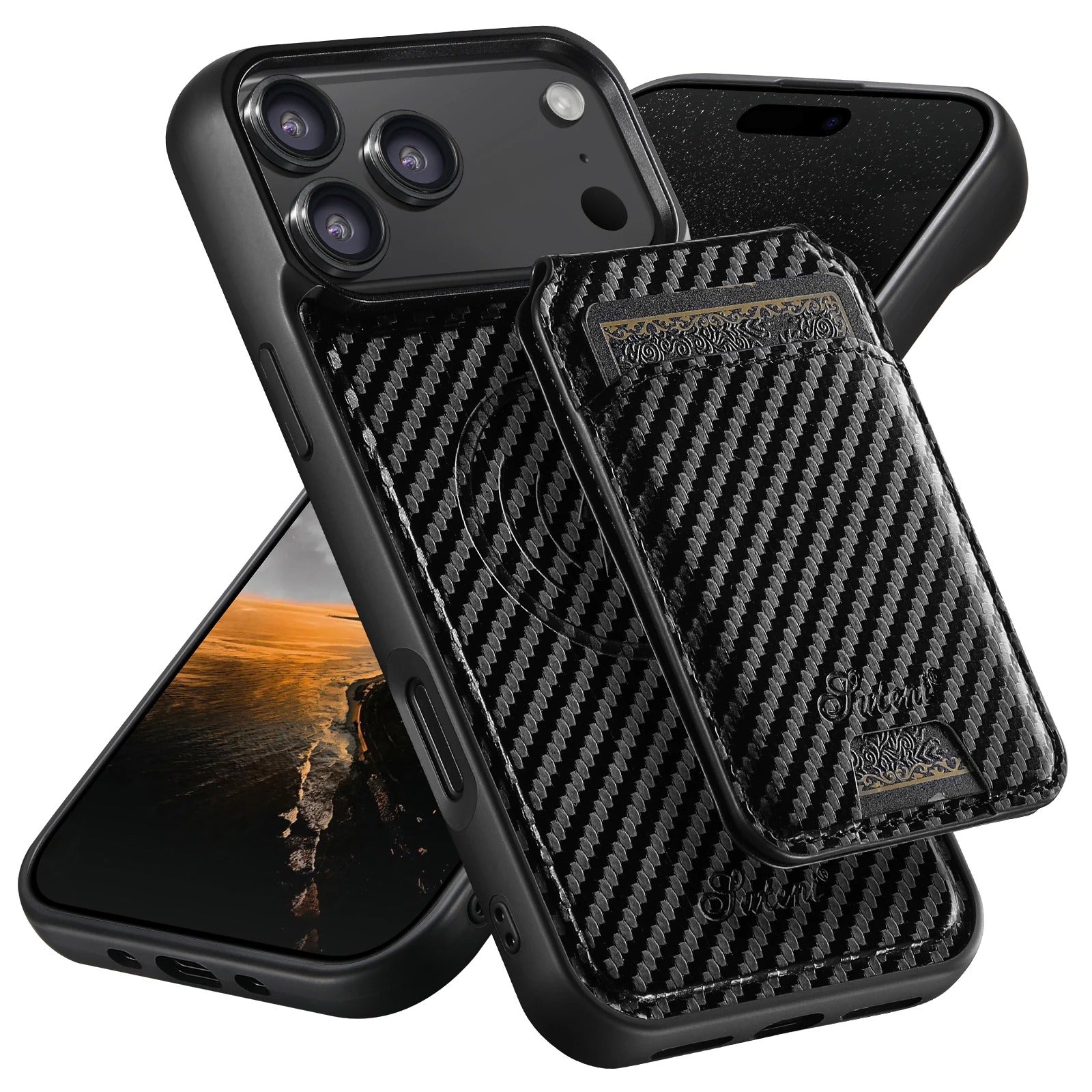 Premium iPhone Case — Magnetic PU Leather Wallet with Card Slot, Wireless Charging Compatible, Anti-Fingerprint Storage Compartment, Plain Design