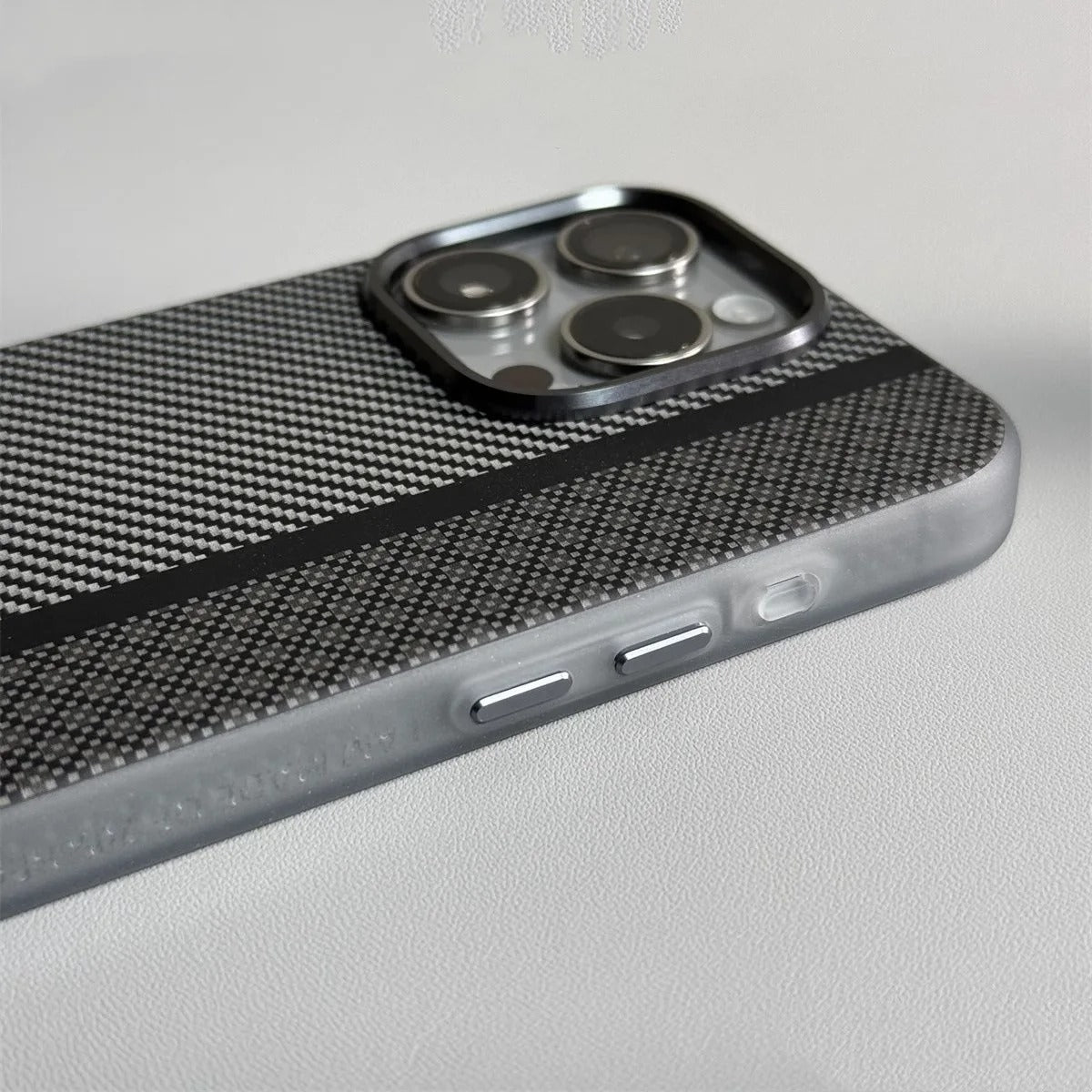 Premium iPhone Case — Matte Carbon Fiber Magnetic Cover with Shockproof Airbag Corners, Anti-Fingerprint Anti-Scratch Hybrid Protection & Metal Camera Frame