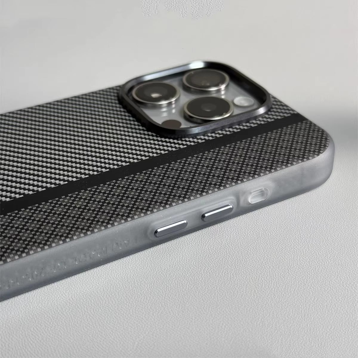 Premium iPhone Case — Matte Carbon Fiber Magnetic Cover with Shockproof Airbag Corners, Anti-Fingerprint Anti-Scratch Hybrid Protection & Metal Camera Frame