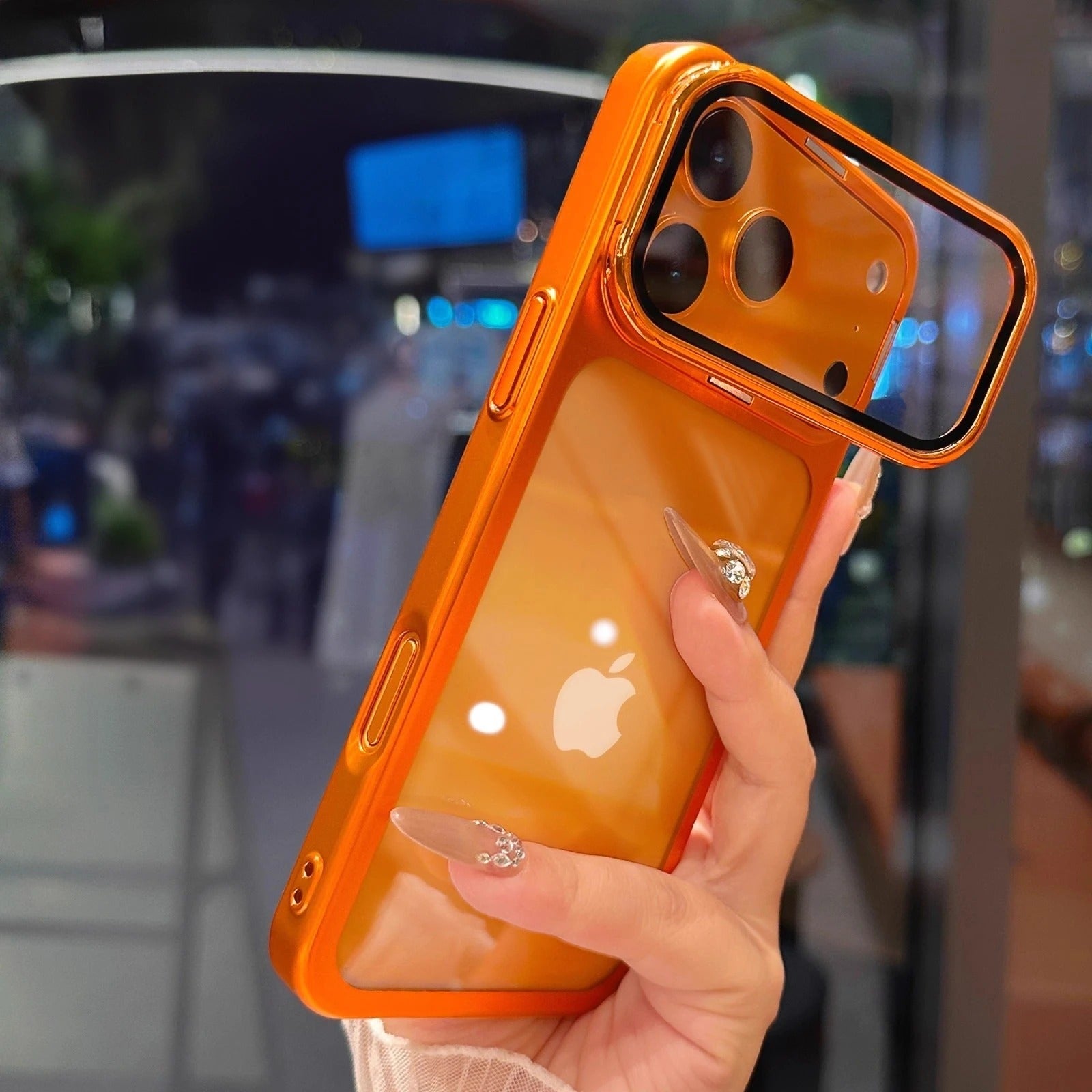 Premium iPhone Case — Plating Transparent Ultra-Thin PC Cover with Fold-Glass Camera Bracket, Full Lens Protection and Shockproof Anti-Fingerprint Design